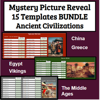 Preview of Add Your Own Content 15 Mystery Picture Templates Ancient Civilizations Bundle