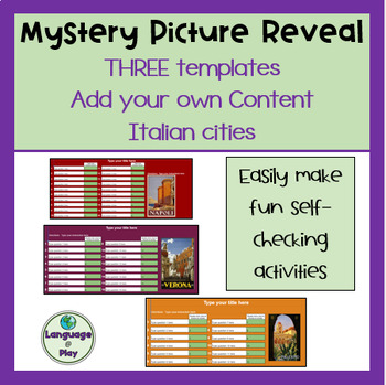 Preview of Add Your Own Content 3 Digital Mystery Picture Templates - Italian Cities