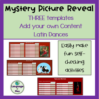 Preview of Add Your Own Content 3 Digital Mystery Picture Templates - Spanish Latin Dance