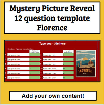 Preview of Add Your Own Content Digital Mystery Picture 12 Question Template Florence