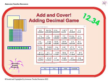 Preview of Add and Cover! Adding Decimals Game