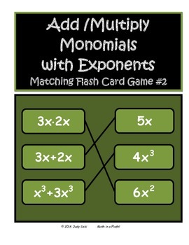 Preview of Add and Multiply Monomials with Exponents