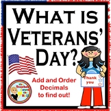Add and Order Decimals Puzzle Veterans Day Math Activity