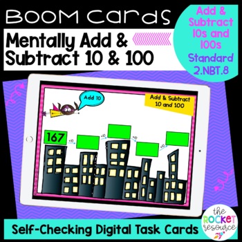 Preview of Add and Subtract 10 and 100 BOOM™ Cards 2.NBT.8