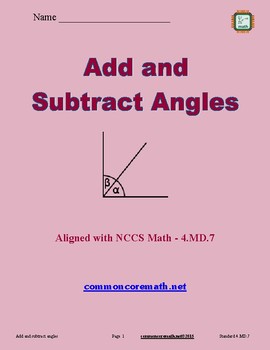 Preview of Add and Subtract Angles - 4.MD.7