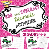 Decimals Subtraction and Addition Activities