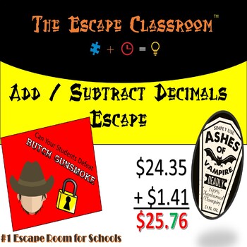 Preview of Add and Subtract Decimals Escape Room | The Escape Classroom