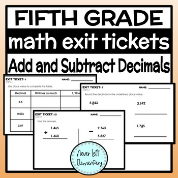 Preview of Add and Subtract Decimals Exit Tickets - Fifth Grade