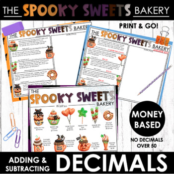 Add and Subtract Decimals  Halloween Decimal Practice  Spooky Sweets Bakery