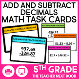 5th Grade Add and Subtract Decimals Task Cards Place Value