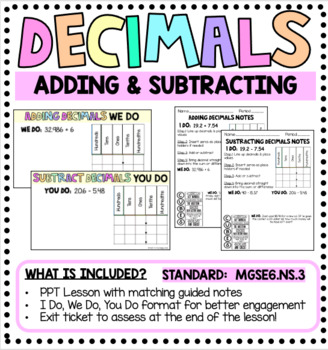 Preview of Add and Subtract Decimals Mini Lesson & Guided Notes