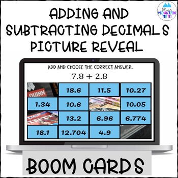 Preview of Add and Subtract Decimals Picture Reveal Boom Cards--Digital Task Cards