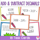Adding and Subtracting Decimals Math Task Cards