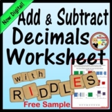 Add and Subtract Decimals Worksheet with Riddle I Decimal 