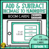 Add and Subtract Decimals to Hundredths | Boom Cards