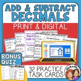 Adding and Subtracting Decimals Quiz and Task Cards - Anch