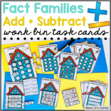 Add and Subtract Fact Families Work Bin Task Cards | Cente