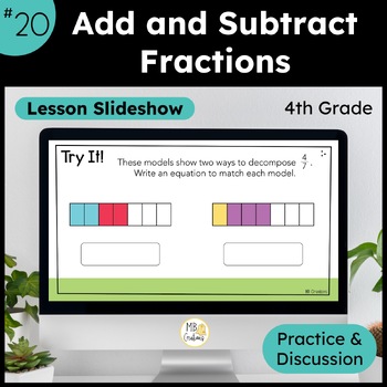 Preview of 4th Grade Add and Subtract Fractions Slideshow & Discussion - iReady Math L 20