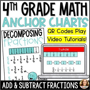 Preview of Add and Subtract Fractions Anchor Charts - DIGITAL & PRINTABLE - 4th Grade Math