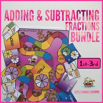 Preview of Fractions Add and Subtract Games Bundle