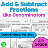 Add and Subtract Fractions Like Denominators Worksheets 4th Grade