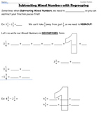 Add and Subtract Fractions/Mixed Numbers UNIT - Guided Notes