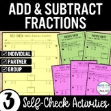 Add and Subtract Fractions Practice Worksheets | Self-Chec