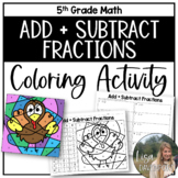 Add and Subtract Fractions - Thanksgiving Math Coloring Activity