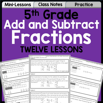 Preview of Add and Subtract Fractions Unit for 5th Grade | Lessons, Practice, Assessment