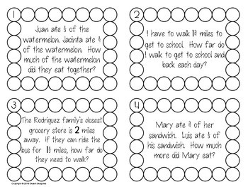 Add and Subtract Fractions Word Problems Task Cards Common Core | TpT