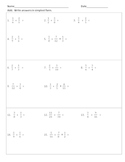 Add and Subtract Fractions Worksheet or Warm-Ups