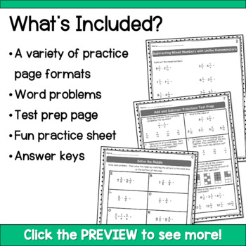 adding and subtracting fractions with unlike denominators worksheets