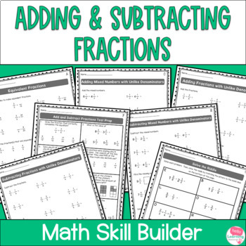 Preview of Adding and Subtracting Fractions with Unlike Denominators Worksheets