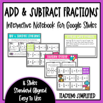 Preview of Add and Subtract Fractions for Google Slides Distance Learning