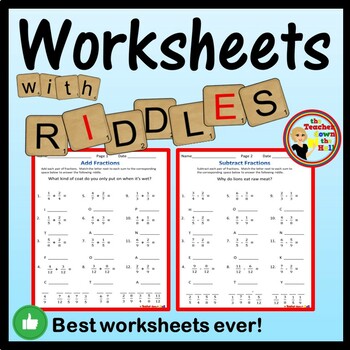 add and subtract fractions like denominators worksheets w riddles