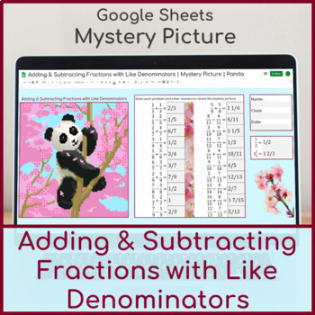 Preview of Add and Subtract Fractions with Like Denominators | Mystery Picture Panda