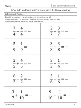 add and subtract fractions with like denominators