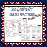 Add and Subtract Fractions with UNLIKE Denominators Math Maze
