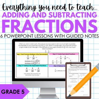 Preview of Add and Subtract Fractions with Unlike Denominators | 5th Grade 5.NF.1 & 5.NF.2