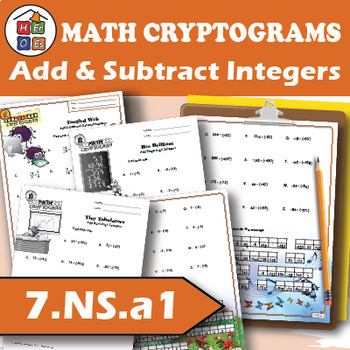 Preview of Add and Subtract Integers | Cryptogram Puzzles | 7th Grade Math | Prealgebra