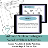 Add and Subtract Integers | Digital and Print Word Problems