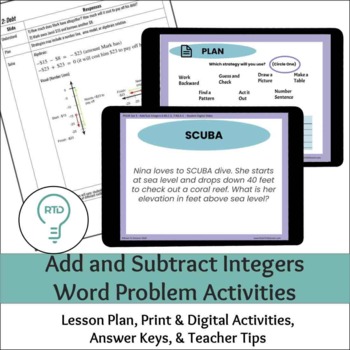 Preview of Add and Subtract Integers | Digital and Print Word Problems