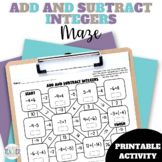 Add and Subtract Integers Printable Maze