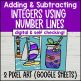 Add and Subtract Integers Using Number Lines Pixel Art