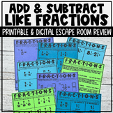 Add and Subtract Like Fractions and Mixed Numbers Digital 