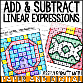 Preview of Add and Subtract Linear Expressions Activity Coloring Worksheet December