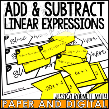 Preview of Add and Subtract Linear Expressions Activity Hands On Matching