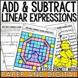 Add and Subtract Linear Expressions Activity and Worksheet Bundle