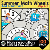 Add and Subtract Math Wheels Numbers Summer Kids Clip Art