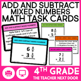 4th Grade Add and Subtract Mixed Numbers Task Cards Math C